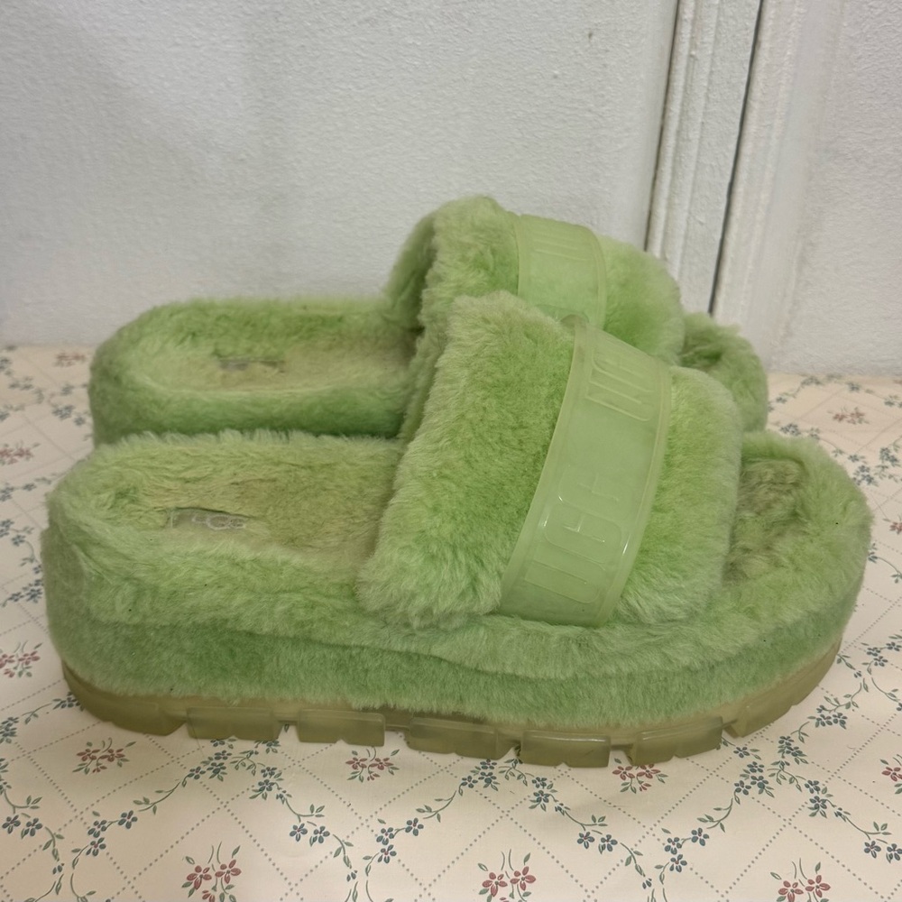 UGG Green Fluffita Slide Slippers